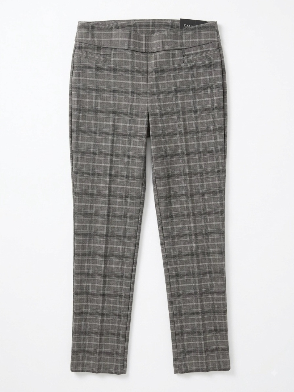 NWT Kim Rogers Brown Glen Plaid Super Stretch Pull-On Pants 10 Tummy Control